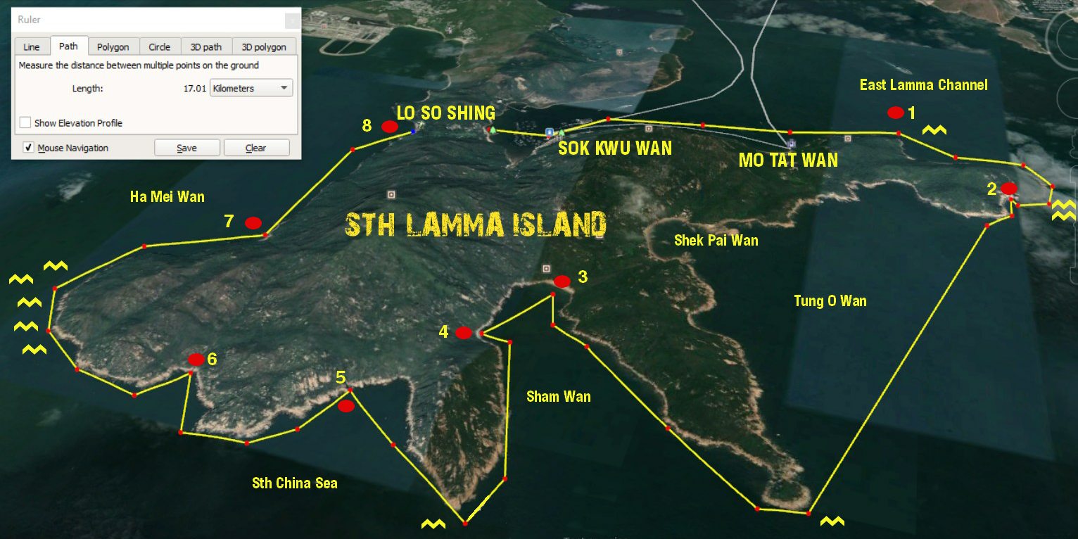 South Lamma Island Circumnavigation Sea Kayak Hong Kong   STH Lamma Island Sea Kayak Route Map 