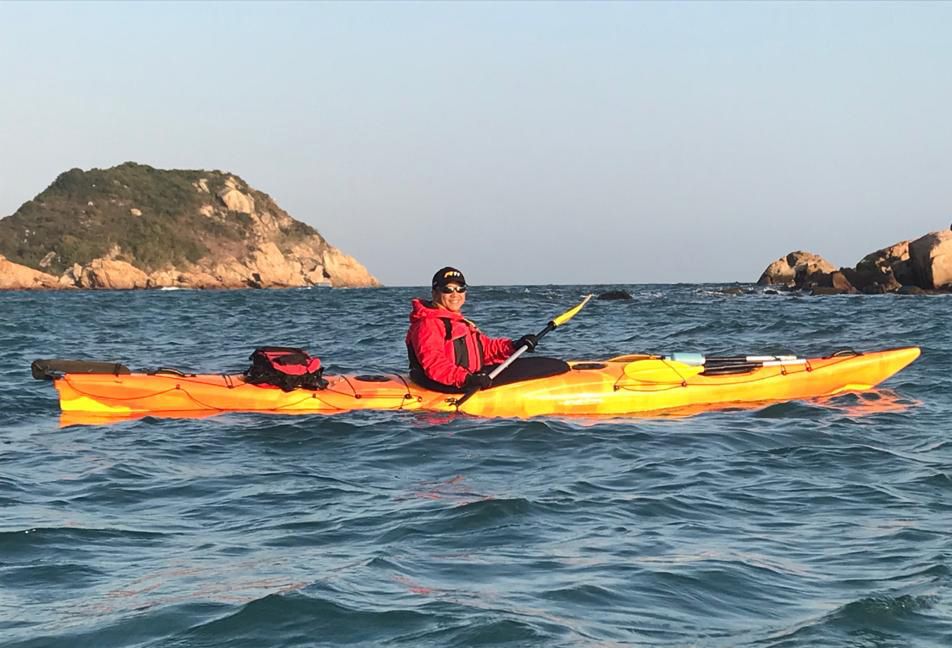 orange yellow blend sea kayak